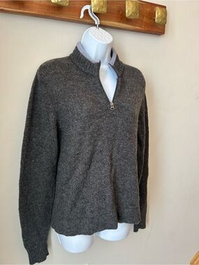 100% Wool Quarter Zip Sweater Gray Cozy Cabin Core Women’s Medium